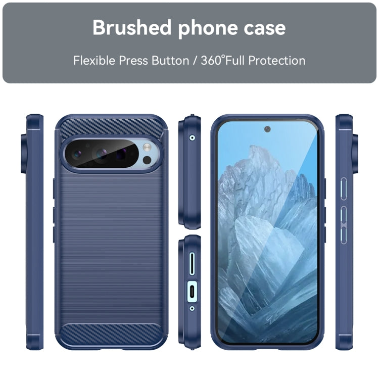 For Google Pixel 9 Pro 5G Carbon Fiber Brushed Texture TPU Phone Case(Blue) - Google Cases by PMC Jewellery | Online Shopping South Africa | PMC Jewellery | Buy Now Pay Later Mobicred