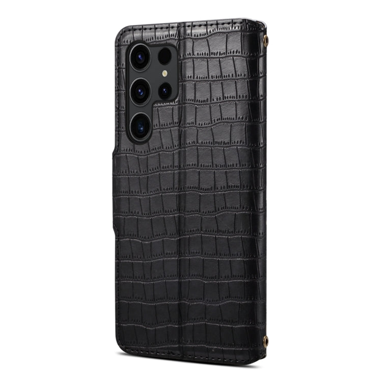 For Samsung Galaxy S24+ 5G Denior Crocodile Texture Oil Edge Leather Phone Case(Black) - Galaxy S24+ 5G Cases by Denior | Online Shopping South Africa | PMC Jewellery | Buy Now Pay Later Mobicred