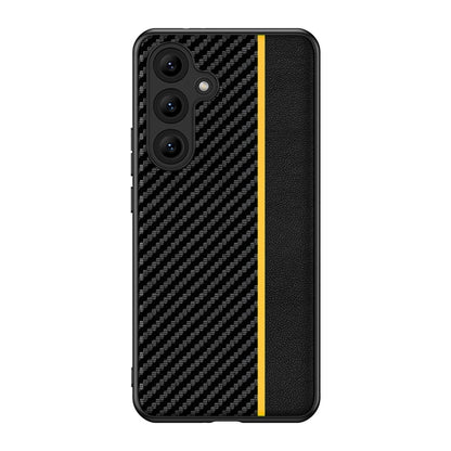 For Samsung Galaxy S25+ 5G Ultra-thin Carbon Fiber Texture Splicing Phone Case(Yellow) - Galaxy S25+ 5G Cases by PMC Jewellery | Online Shopping South Africa | PMC Jewellery | Buy Now Pay Later Mobicred