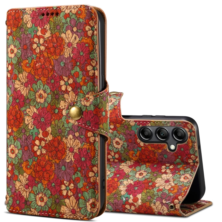 For Samsung Galaxy S24+ 5G Denior Flower Language Series Cork Fabric Oil Edge Leather Phone Case(Summer) - Galaxy S24+ 5G Cases by Denior | Online Shopping South Africa | PMC Jewellery | Buy Now Pay Later Mobicred