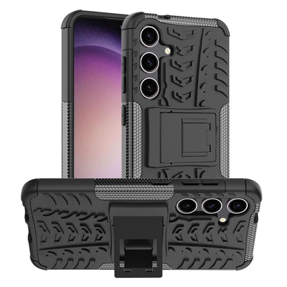 For Samsung Galaxy S24 5G Tire Texture TPU + PC Phone Case with Holder(Black) - Galaxy S24 5G Cases by PMC Jewellery | Online Shopping South Africa | PMC Jewellery