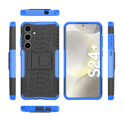 For Samsung Galaxy S24+ Tire Texture TPU + PC Phone Case with Holder(Blue) - Galaxy S24+ 5G Cases by PMC Jewellery | Online Shopping South Africa | PMC Jewellery