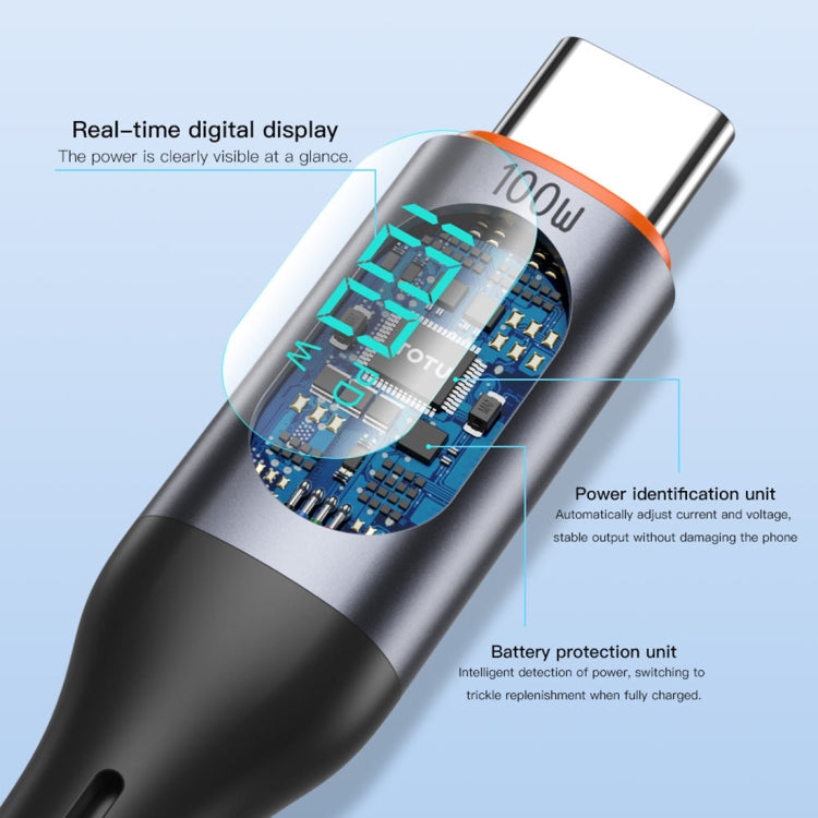 TOTU CB-7-L 15W USB to 8 Pin Digital Display Fast Charging Silicone Cable, Length: 1m(Black) - Normal Style Cable by TOTUDESIGN | Online Shopping South Africa | PMC Jewellery | Buy Now Pay Later Mobicred