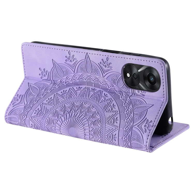 For OPPO A78 5G / A58 5G Totem Embossed Magnetic Leather Phone Case(Purple) - OPPO Cases by PMC Jewellery | Online Shopping South Africa | PMC Jewellery