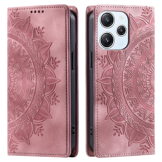 For Xiaomi Redmi 12 4G/5G / Note 12R Totem Embossed Magnetic Leather Phone Case(Rose Gold) - Xiaomi Cases by PMC Jewellery | Online Shopping South Africa | PMC Jewellery | Buy Now Pay Later Mobicred