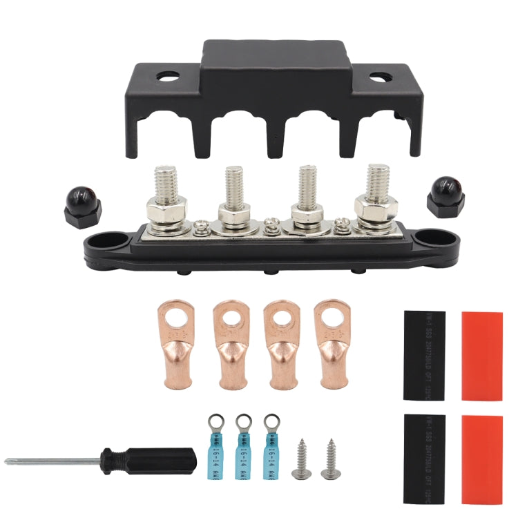 CP-4017 M10+M8 Power Distribution Block Terminal Studs with Terminals(Black) - Booster Cable & Clip by PMC Jewellery | Online Shopping South Africa | PMC Jewellery | Buy Now Pay Later Mobicred