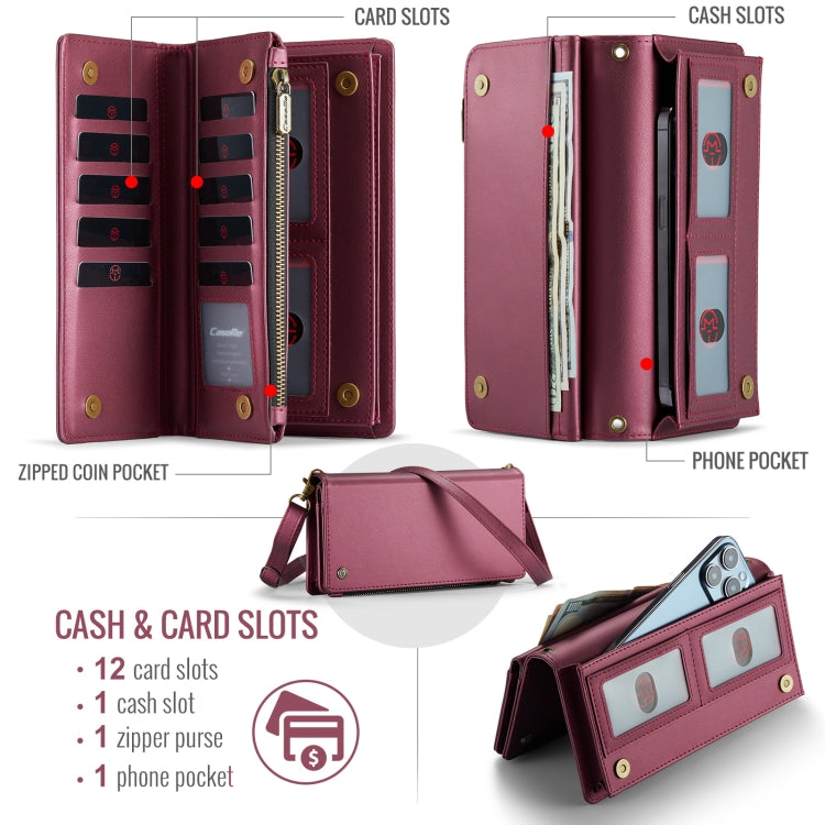 CaseMe ME10 Universal Wallet Phone Case with Lanyard(Wine Red) - Universal Leather Case by CaseMe | Online Shopping South Africa | PMC Jewellery | Buy Now Pay Later Mobicred