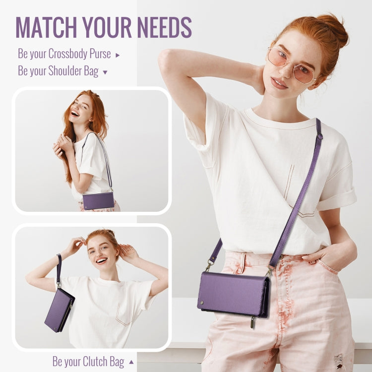 CaseMe ME10 Universal Wallet Phone Case with Lanyard(Purple) - Universal Leather Case by CaseMe | Online Shopping South Africa | PMC Jewellery | Buy Now Pay Later Mobicred