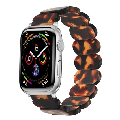 For Apple Watch SE 40mm Stretch Rope Resin Watch Band(Tortoiseshell) - Watch Bands by PMC Jewellery | Online Shopping South Africa | PMC Jewellery