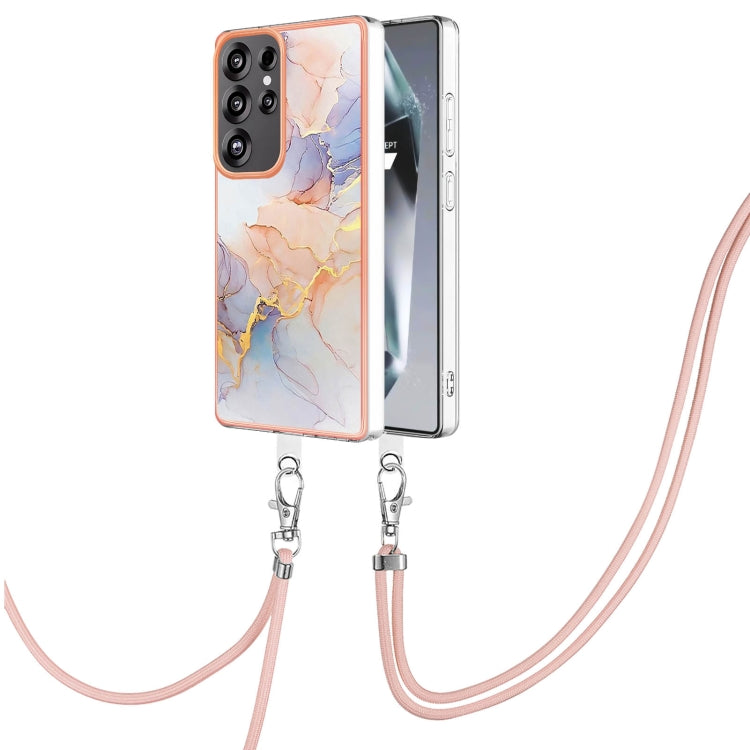 For Samsung Galaxy S25 Ultra 5G Electroplating Pattern IMD TPU Shockproof Case with Neck Lanyard(Milky Way White Marble) - Galaxy S25 Ultra 5G Cases by PMC Jewellery | Online Shopping South Africa | PMC Jewellery | Buy Now Pay Later Mobicred