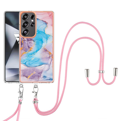 For Samsung Galaxy S25 Ultra 5G Electroplating Pattern IMD TPU Shockproof Case with Neck Lanyard(Milky Way Blue Marble) - Galaxy S25 Ultra 5G Cases by PMC Jewellery | Online Shopping South Africa | PMC Jewellery | Buy Now Pay Later Mobicred