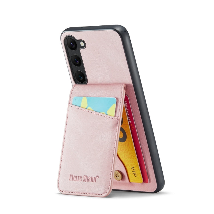 For Samsung Galaxy S24+ 5G Fierre Shann Crazy Horse Card Holder Back Cover PU Phone Case(Pink) - Galaxy S24+ 5G Cases by FIERRE SHANN | Online Shopping South Africa | PMC Jewellery | Buy Now Pay Later Mobicred