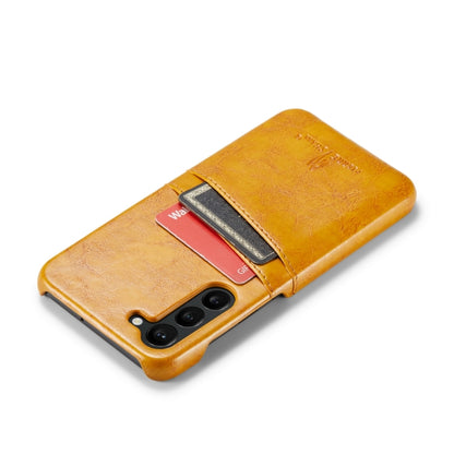 For Samsung Galaxy S24+ 5G Fierre Shann Oil Wax Texture Leather Phone Case with Card Slots(Yellow) - Galaxy S24+ 5G Cases by FIERRE SHANN | Online Shopping South Africa | PMC Jewellery | Buy Now Pay Later Mobicred