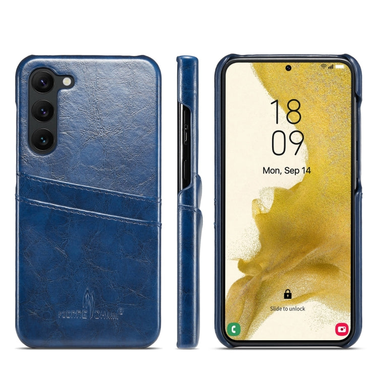 For Samsung Galaxy S24+ 5G Fierre Shann Oil Wax Texture Leather Phone Case with Card Slots(Blue) - Galaxy S24+ 5G Cases by FIERRE SHANN | Online Shopping South Africa | PMC Jewellery | Buy Now Pay Later Mobicred