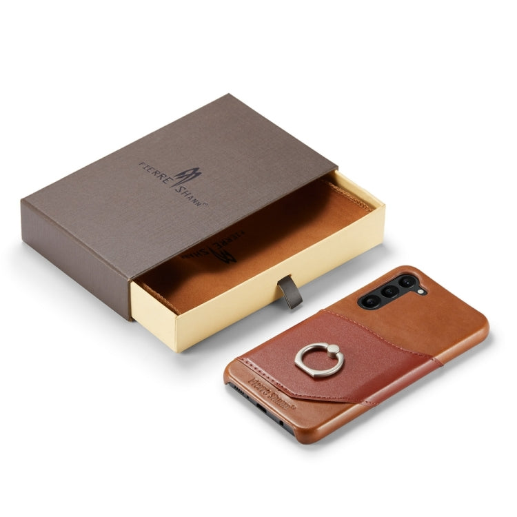 For Samsung Galaxy S24 5G Fierre Shann Oil Wax Texture Genuine Leather Back Phone Case(Brown) - Galaxy S24 5G Cases by FIERRE SHANN | Online Shopping South Africa | PMC Jewellery | Buy Now Pay Later Mobicred