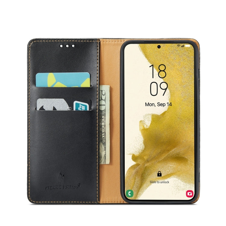 For Samsung Galaxy S24+ 5G Fierre Shann PU Genuine Leather Texture Phone Case(Black) - Galaxy S24+ 5G Cases by FIERRE SHANN | Online Shopping South Africa | PMC Jewellery | Buy Now Pay Later Mobicred