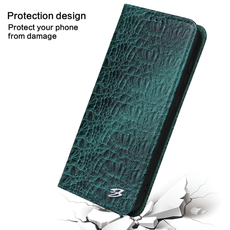 For Samsung Galaxy S24+ 5G Fierre Shann Crocodile Texture Magnetic Genuine Leather Phone Case(Green) - Galaxy S24+ 5G Cases by FIERRE SHANN | Online Shopping South Africa | PMC Jewellery | Buy Now Pay Later Mobicred