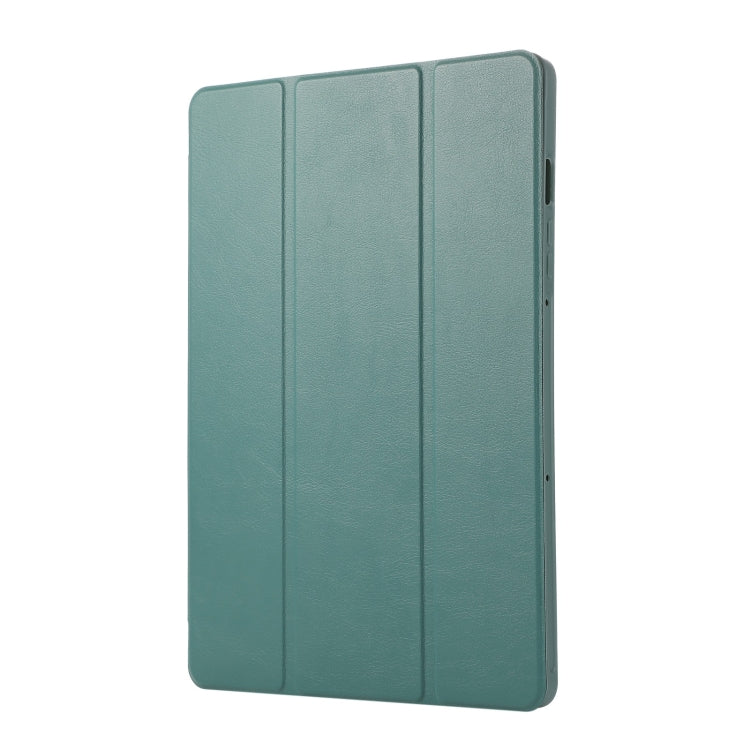 For Samsung Galaxy Tab S9 FE 3-Fold Pure Color TPU Leather Tablet Case with Pen Slot(Dark Green) - Galaxy Tab S9 FE by PMC Jewellery | Online Shopping South Africa | PMC Jewellery