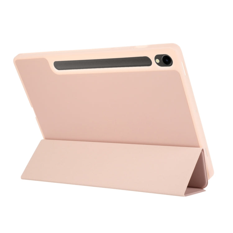 For Samsung Galaxy Tab S9 3-Fold Pure Color TPU Leather Tablet Case with Pen Slot(Pink) - Galaxy Tab S9 Cases by PMC Jewellery | Online Shopping South Africa | PMC Jewellery