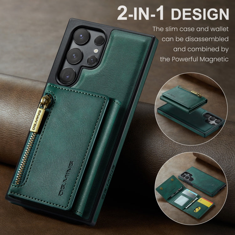 For Samsung Galaxy S24 Ultra 5G DG.MING M5 Series Zip RFID Multi Card Detachable Leather Phone Case(Green) - Galaxy S24 Ultra 5G Cases by DG.MING | Online Shopping South Africa | PMC Jewellery | Buy Now Pay Later Mobicred