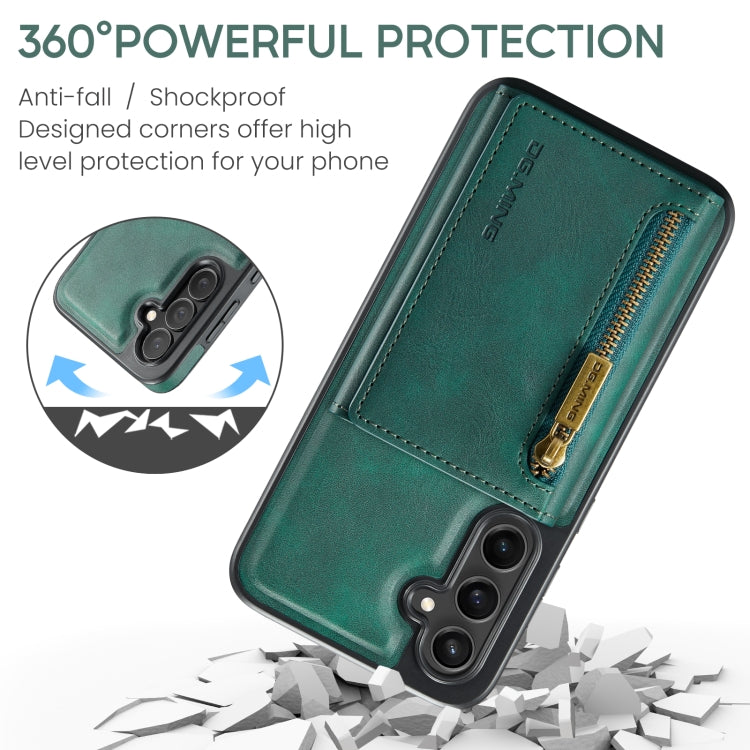 For Samsung Galaxy S24 FE 5G DG.MING M5 Series Zip RFID Multi Card Detachable Leather Phone Case(Green) - Galaxy S24 FE 5G Cases by DG.MING | Online Shopping South Africa | PMC Jewellery | Buy Now Pay Later Mobicred