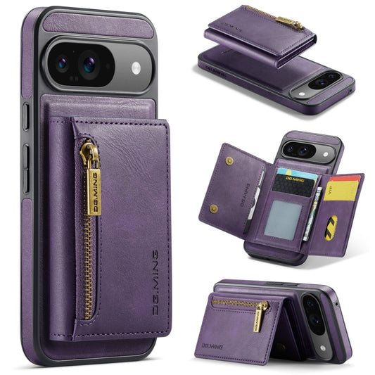 For Google Pixel 9 / 9 Pro DG.MING M5 Series Zip RFID Multi Card Detachable Leather Phone Case(Purple) - Google Cases by DG.MING | Online Shopping South Africa | PMC Jewellery | Buy Now Pay Later Mobicred