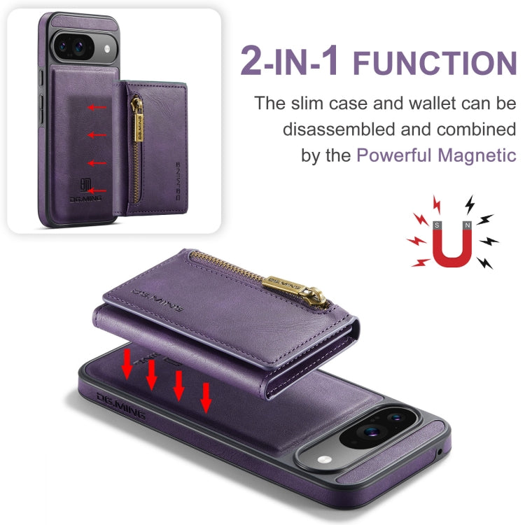 For Google Pixel 9 / 9 Pro DG.MING M5 Series Zip RFID Multi Card Detachable Leather Phone Case(Purple) - Google Cases by DG.MING | Online Shopping South Africa | PMC Jewellery | Buy Now Pay Later Mobicred