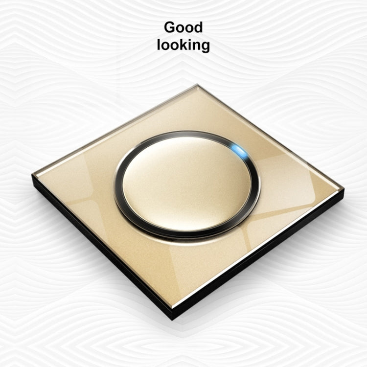 86mm Round LED Tempered Glass Switch Panel, Gold Round Glass, Style:Telephone-Computer Socket - Switch by PMC Jewellery | Online Shopping South Africa | PMC Jewellery | Buy Now Pay Later Mobicred