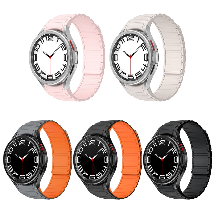 For Samsung Galaxy Watch 6 / 5 / 4 Magnetic Loop Silicone Watch Band(Grey Orange) - Watch Bands by PMC Jewellery | Online Shopping South Africa | PMC Jewellery