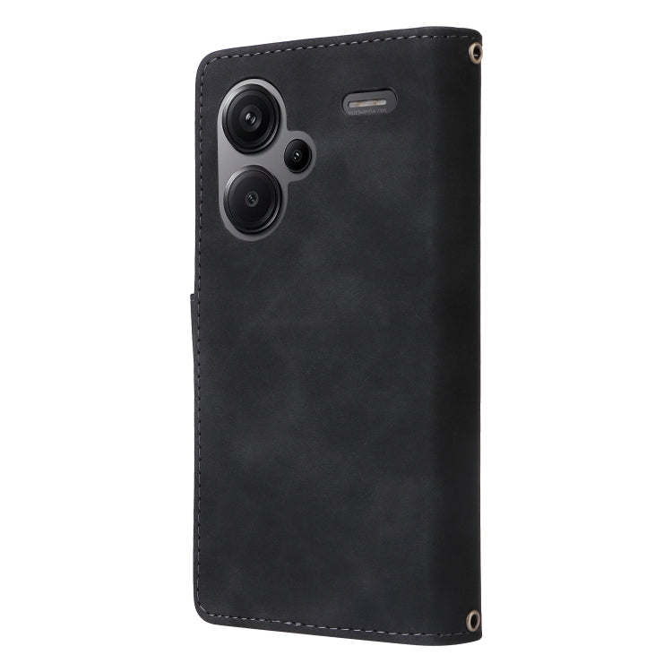 For Xiaomi Redmi Note 13 Pro+ Multifunctional Frosted Zipper Wallet Leather Phone Case(Black) - Note 13 Pro+ Cases by PMC Jewellery | Online Shopping South Africa | PMC Jewellery | Buy Now Pay Later Mobicred