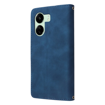 For Xiaomi Redmi 13C 4G Global Multifunctional Frosted Zipper Wallet Leather Phone Case(Blue) - 13C Cases by PMC Jewellery | Online Shopping South Africa | PMC Jewellery | Buy Now Pay Later Mobicred