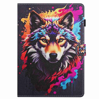 For iPad 11 Pro 2024 / 2020 / Air 4 10.9 Painted Pattern Stitching Smart Leather Tablet Case(Colorful Wolf) - iPad Air (2022) / (2020) 10.9 Cases by PMC Jewellery | Online Shopping South Africa | PMC Jewellery | Buy Now Pay Later Mobicred