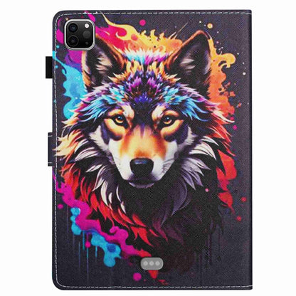 For iPad 11 Pro 2024 / 2020 / Air 4 10.9 Painted Pattern Stitching Smart Leather Tablet Case(Colorful Wolf) - iPad Air (2022) / (2020) 10.9 Cases by PMC Jewellery | Online Shopping South Africa | PMC Jewellery | Buy Now Pay Later Mobicred