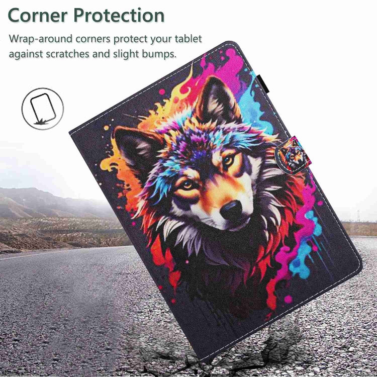 For iPad 11 Pro 2024 / 2020 / Air 4 10.9 Painted Pattern Stitching Smart Leather Tablet Case(Colorful Wolf) - iPad Air (2022) / (2020) 10.9 Cases by PMC Jewellery | Online Shopping South Africa | PMC Jewellery | Buy Now Pay Later Mobicred