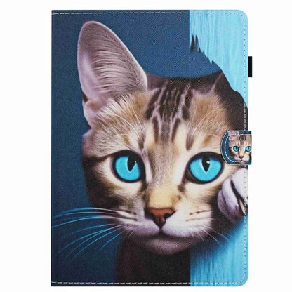 For iPad 11 Pro 2024 / 2020 / Air 4 10.9 Painted Pattern Stitching Smart Leather Tablet Case(Blue Cat) - iPad Air (2022) / (2020) 10.9 Cases by PMC Jewellery | Online Shopping South Africa | PMC Jewellery | Buy Now Pay Later Mobicred