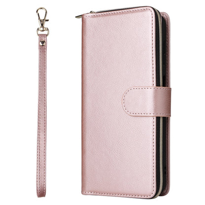 For Samsung Galaxy S24+ 5G 9-Card Slots Zipper Wallet Bag Leather Phone Case(Rose Gold) - Galaxy S24+ 5G Cases by PMC Jewellery | Online Shopping South Africa | PMC Jewellery | Buy Now Pay Later Mobicred