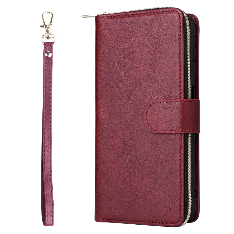 For Samsung Galaxy S24+ 5G 9-Card Slots Zipper Wallet Bag Leather Phone Case(Wine Red) - Galaxy S24+ 5G Cases by PMC Jewellery | Online Shopping South Africa | PMC Jewellery | Buy Now Pay Later Mobicred