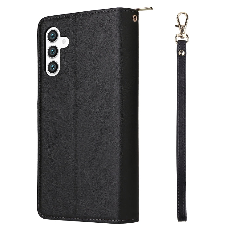 For Samsung Galaxy S24+ 5G 9-Card Slots Zipper Wallet Bag Leather Phone Case(Black) - Galaxy S24+ 5G Cases by PMC Jewellery | Online Shopping South Africa | PMC Jewellery | Buy Now Pay Later Mobicred