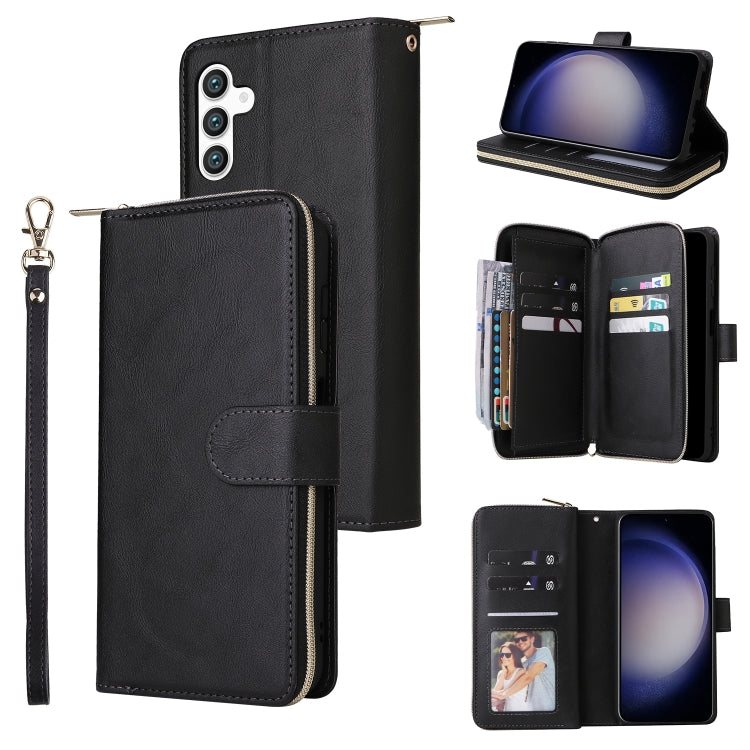 For Samsung Galaxy S24 5G 9-Card Slots Zipper Wallet Bag Leather Phone Case(Black) - Galaxy S24 5G Cases by PMC Jewellery | Online Shopping South Africa | PMC Jewellery | Buy Now Pay Later Mobicred