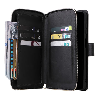 For Samsung Galaxy S24 FE 5G 9-Card Slots Zipper Wallet Bag Leather Phone Case(Black) - Galaxy S24 FE 5G Cases by PMC Jewellery | Online Shopping South Africa | PMC Jewellery | Buy Now Pay Later Mobicred