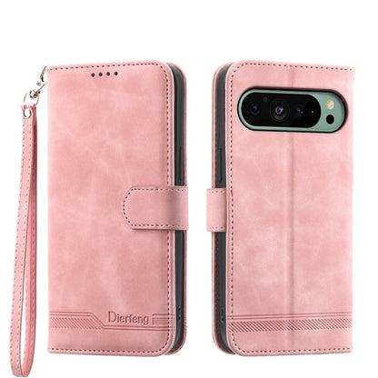 For Google Pixel 9 Dierfeng Dream Line TPU + PU Leather Phone Case(Pink) - Google Cases by PMC Jewellery | Online Shopping South Africa | PMC Jewellery | Buy Now Pay Later Mobicred