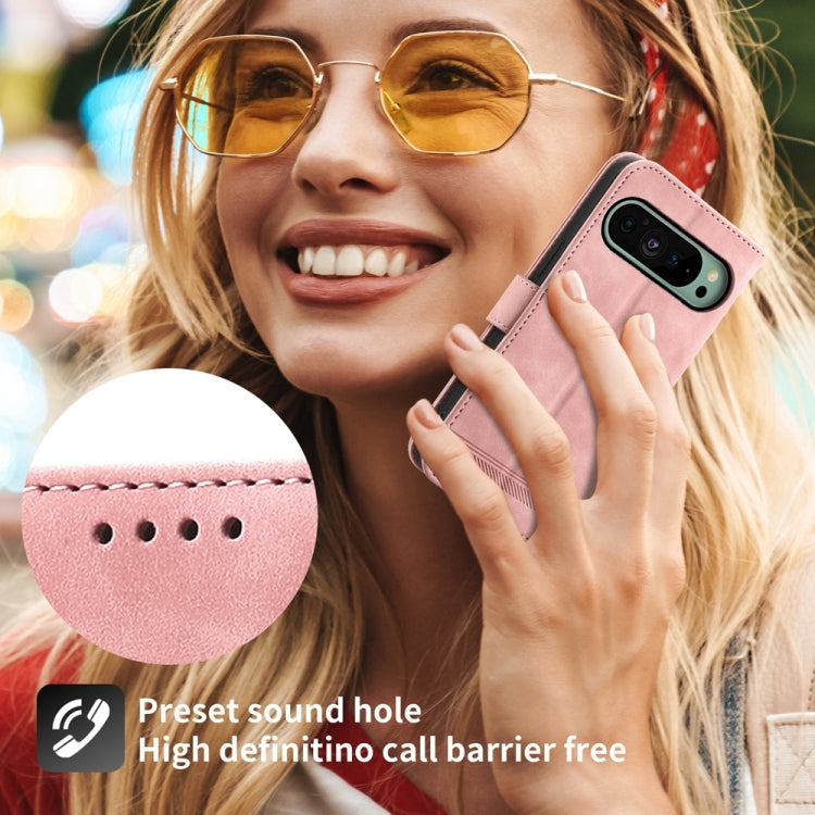 For Google Pixel 9 Dierfeng Dream Line TPU + PU Leather Phone Case(Pink) - Google Cases by PMC Jewellery | Online Shopping South Africa | PMC Jewellery | Buy Now Pay Later Mobicred