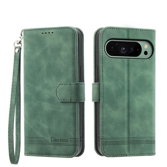 For Google Pixel 9 Dierfeng Dream Line TPU + PU Leather Phone Case(Green) - Google Cases by PMC Jewellery | Online Shopping South Africa | PMC Jewellery | Buy Now Pay Later Mobicred