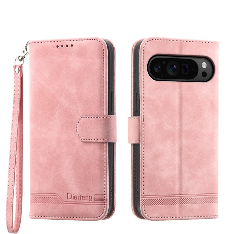 For Google Pixel 9 Pro Dierfeng Dream Line TPU + PU Leather Phone Case(Pink) - Google Cases by PMC Jewellery | Online Shopping South Africa | PMC Jewellery | Buy Now Pay Later Mobicred