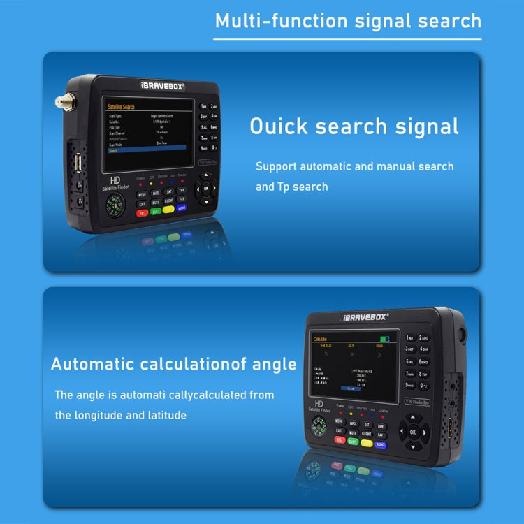 iBRAVEBOX V10 Finder Max 4.3 inch Display Digital Satellite Meter Signal Finder, Support DVB-S/S2/S2X, Plug Type:EU Plug(Black) - Satellite Finder by PMC Jewellery | Online Shopping South Africa | PMC Jewellery | Buy Now Pay Later Mobicred