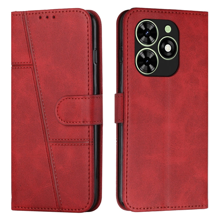 For Tecno Spark Go 2024 / POP 8 Stitching Calf Texture Buckle Leather Phone Case(Red) - Tecno Cases by PMC Jewellery | Online Shopping South Africa | PMC Jewellery | Buy Now Pay Later Mobicred