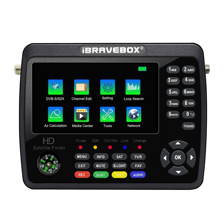 iBRAVEBOX V10 Finder Max+ 4.3 inch Display Digital Satellite Meter Signal Finder, Support DVB-S/S2/S2X AHD, Plug Type:EU Plug(Black) - Satellite Finder by PMC Jewellery | Online Shopping South Africa | PMC Jewellery | Buy Now Pay Later Mobicred