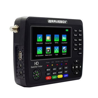 iBRAVEBOX V10 Finder Max+ 4.3 inch Display Digital Satellite Meter Signal Finder, Support DVB-S/S2/S2X AHD, Plug Type:EU Plug(Black) - Satellite Finder by PMC Jewellery | Online Shopping South Africa | PMC Jewellery | Buy Now Pay Later Mobicred