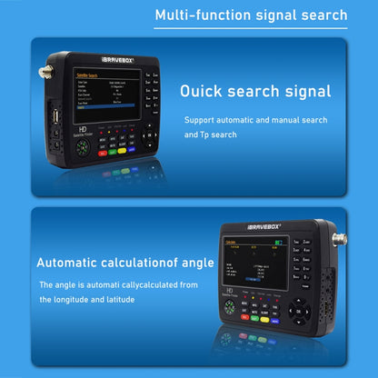 iBRAVEBOX V10 Finder Max+ 4.3 inch Display Digital Satellite Meter Signal Finder, Support DVB-S/S2/S2X AHD, Plug Type:EU Plug(Black) - Satellite Finder by PMC Jewellery | Online Shopping South Africa | PMC Jewellery | Buy Now Pay Later Mobicred