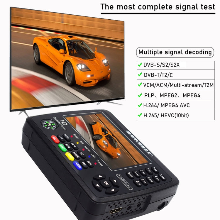 iBRAVEBOX V10 Finder Pro 4.3 inch Display Digital Satellite Meter Signal Finder, Support DVB-S/S2/S2X/T/T2/C, Plug Type:EU Plug(Black) - Satellite Finder by PMC Jewellery | Online Shopping South Africa | PMC Jewellery | Buy Now Pay Later Mobicred